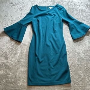 Calvin Klein Teal Bell Sleeve Dress